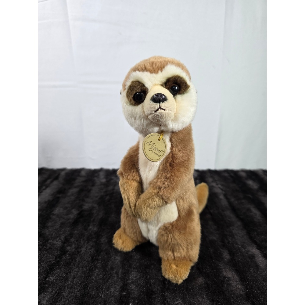 Aurora Miyoni Meerkat Plush Standing Realistic Stuffed Animal Brown Cream 10in
